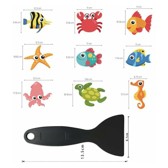 Perle Rare - Non-Slip Bathtub Stickers Adhesive Sticker Creature Safety Anti-Slip Appliques Baby Shower Accessories Supplies (Sea Life)