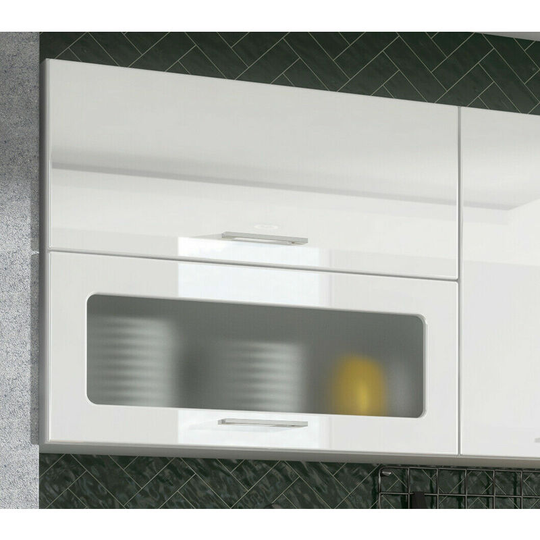 Impact Furniture - White Gloss Kitchen Wall Unit 800mm Cabinet Cupboard Glass 80cm Soft Close Rosi - White High Gloss