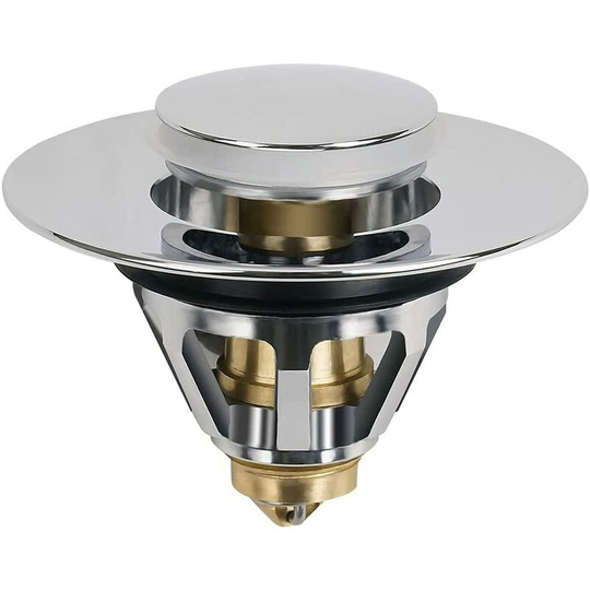 Universal Retractable Drain Filter for Stainless Steel Ball Core Push Push (Silver 62 * 50mm)
