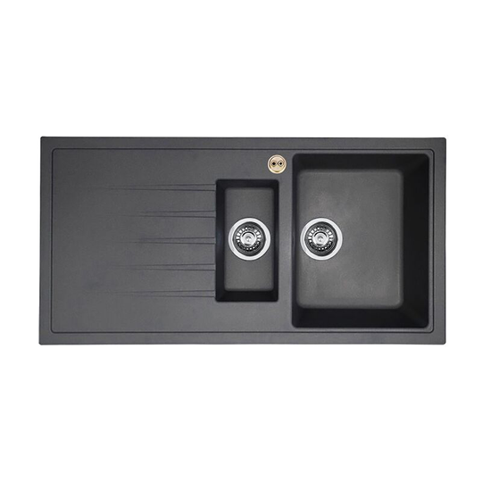 Bristan - Gallery Quartz Easyfit 1.5 Bowl Kitchen Sink lh Drainer 1000mm l x 500mm w - Midnight Grey