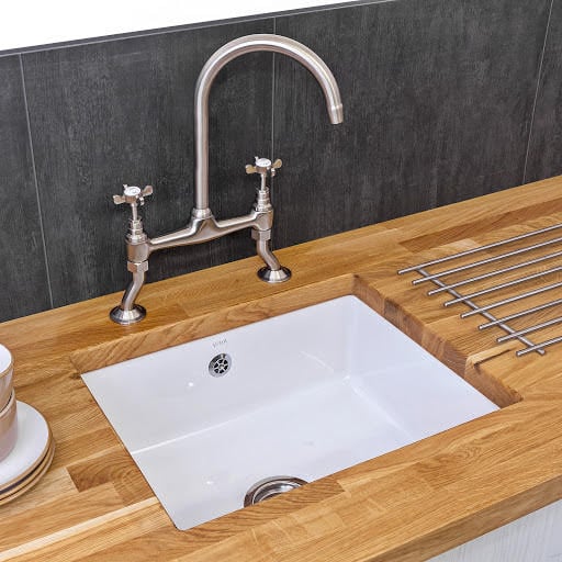 Reginox Mataro Undermount White Ceramic Single Bowl Kitchen Sink with Waste Included - MATARO