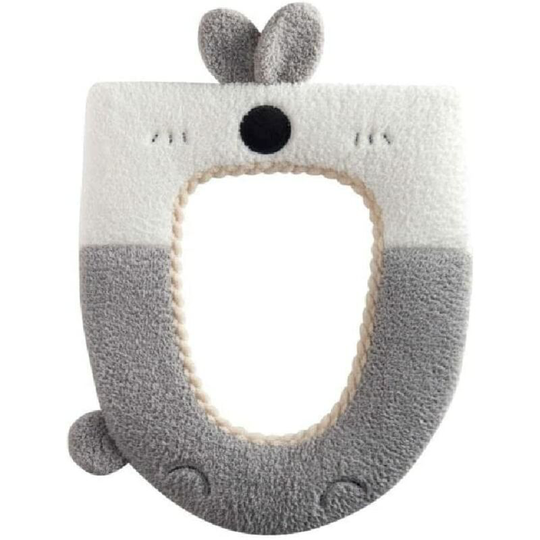 Washable Knitted Toilet Seat Covers Warm Thick Soft Toilet Seat Cushion Cute Cartoon Toilet Mat Easy To Clean,Grey Rabbit