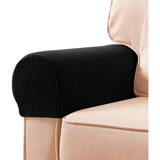 Stretch Armrest Covers Spandex Arm Covers for Chairs Couch Sofa Armchair Slipcovers for Recliner Sofa with Twist Pins 2pcs Black