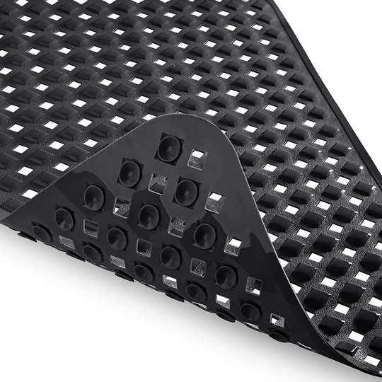 Kartokner - Non Slip Bathtub Mats with Drain Holes, Suction Cups, Machine Washable 27.5 x 15.5 In, Black