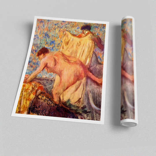 Withdrawing from the Bathtub by Edgar Degas - Painting Print on Paper