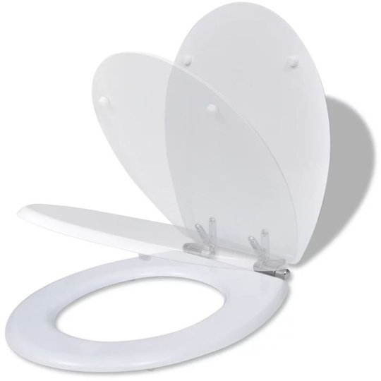 Wc Toilet Seat mdf Soft Close Lid Simple Design White VD03710 - Hommoo