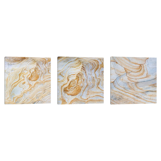 'Sandstone Swirl Pattern Triptych' 3 Piece Painting Set on Wrapped Canvas