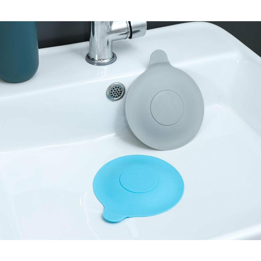 Universal Bathtub Stopper, Sink Plug Drain Plug Silicone Tub Drain Stopper for Kitchens Bathrooms Laundries, Gray + Blue
