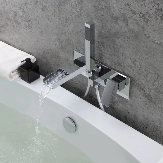Chrome wall mounted bath mixer tap - Alnair