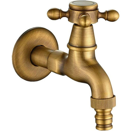Brass Washing Machine Faucet with G1 / 2 Sink Spout - Antique Cross Handle Map Faucet for Garden Wash (Bronze)