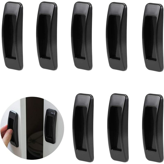 8 Pack Self-Stick Push Pull Helper Black ABS Plastic Door Window Wardrobe Handle Instant Cabinet Drawer Handles (Black)