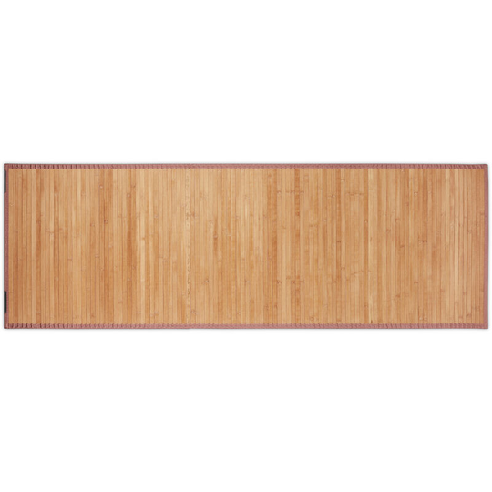 Relaxdays Natural Bamboo Bath Mat, Moisture-Resistant, Textile Border, Bathtub Rug , 61 x 182 cm