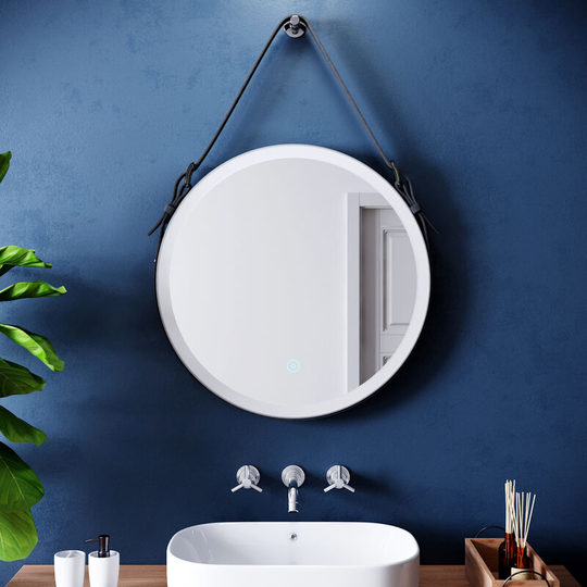 Round Illuminated led Bathroom Mirror Touch Sensor + Demister 600 x 600 mm Belt Decorative - Elegant