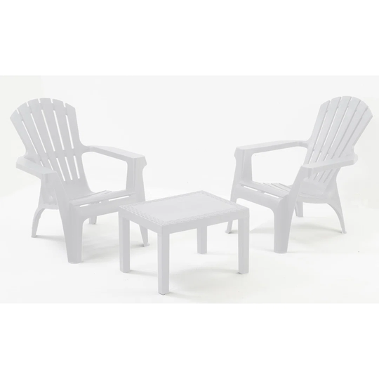 Outdoor Set Consisting Of 2 Armchairs And 1 Coffee Table, Made In Italy, White Color