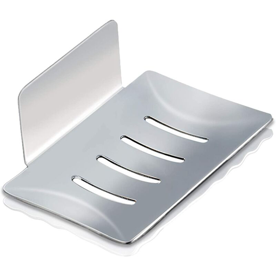 Perlerare - Wall Mounted Soap Dish, Stainless Steel Self Adhesive Shower Soap Dish, Bathroom Soap Box, Used to Store Soap Sponge Brush