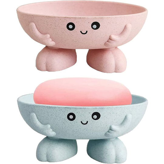 2 pieces of wheat straw cartoon soap box, creative bathroom three-dimensional soap box, toilet drain soap tray, soap dish