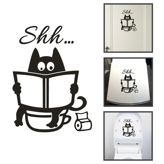 Wall Sticker Art Decals Removable Wallpaper Toilet Seat Cute Cat Vinyl Decor for Fashion Bathroom,creative bathroom decoration stickers(24*20cm)