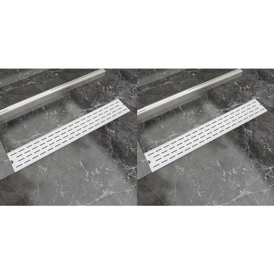 Linear Shower Drain 2 pcs Line 730x140 mm Stainless Steel VD18844 - Hommoo