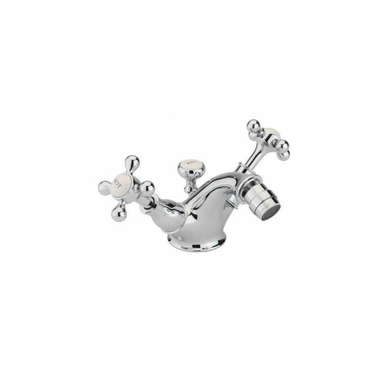 Sagittarius Kensington Monobloc Bidet Mixer Tap with Pop Up Waste - Chrome/White - Chrome
