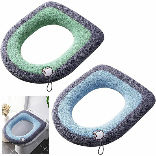 Thick and Soft Bathroom Toilet Seat Covers and Toilet Seat Covers Set of 2 -rlife Stretchable and Washable - Fits All Oval Toilet Seats