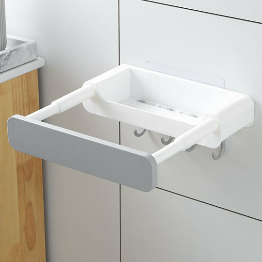 Retractable Concealed Sink Rack Free Punching Bathroom Shelf Kitchen Shelf Kitchen Pot Lid Gray Bathroom Storage Rack