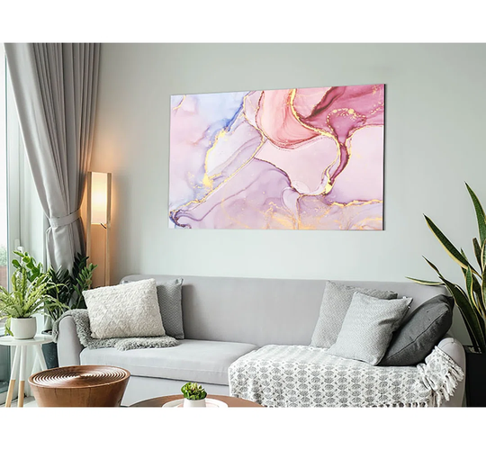 Oil Paint Lilac and Gold - Unframed Graphic Art on Metal