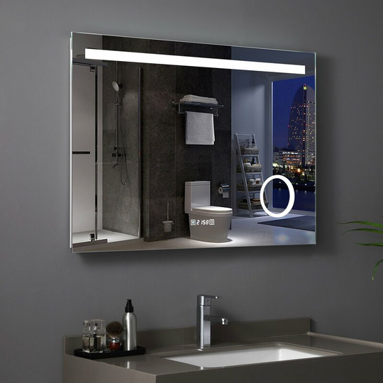 1000 x 700 mm led Illuminated Bathroom Mirror with Lights 3X Magnifier Touch Sensor Switch Demister Pad Anti-fog Wall Mounted - Miqu