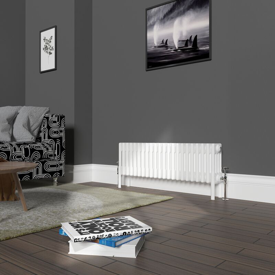 NRG - Traditional 4 Column Radiator Cast Iron Style Heating Rads Horizontal White 300x1010mm