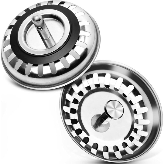 Sink Strainer, 2 Pieces 80mm Stainless Steel Sink Protector Drain Stopper for Kitchen Bathroom Shower (Silver)