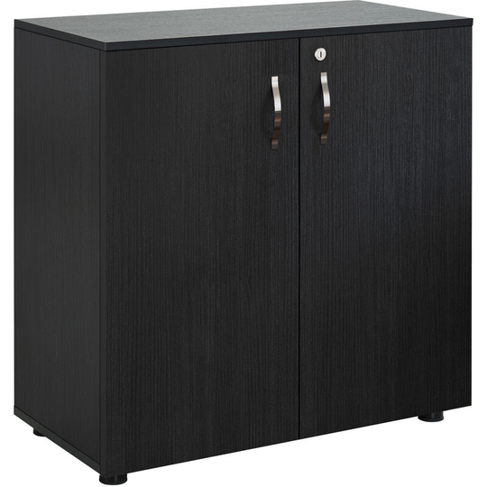 Homcom 2-Tier Locking Office Storage Cabinet File Organisation w/ 2 Keys Black - Black