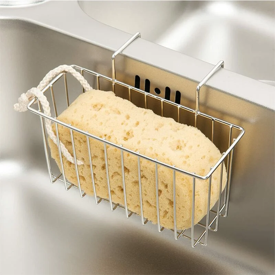 Sunflowergb - Kitchen Sponge Holder Dish Rack Sink Brush Liquid Dishes Dish Drainer Silver, Small...