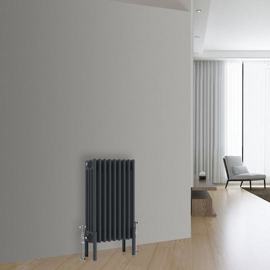 NRG - Traditional Cast Iron Style Radiator Anthracite Central Heating Rads Horizontal 4 Column 600x425mm