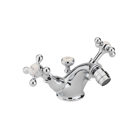 Kensington Monobloc Bidet Mixer Tap with Pop Up Waste - Chrome/White - Sagittarius