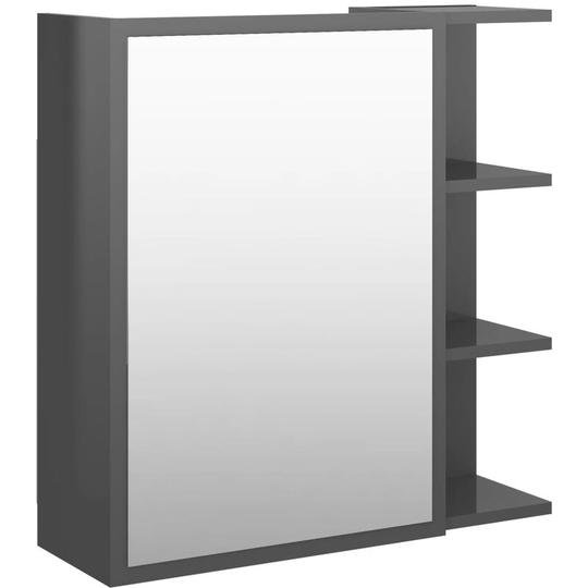 Bathroom Mirror Cabinet High Gloss Grey 62.5x20.5x64 cm Engineered Wood Vidaxl Grey