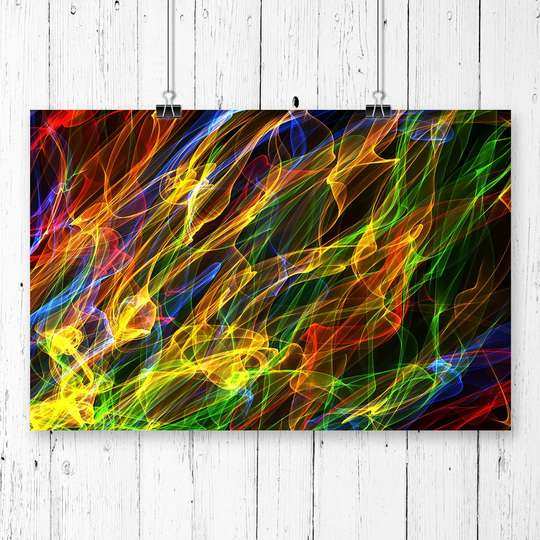 'Rainbow Coloured Abstract Smoke and Flames' Graphic Art