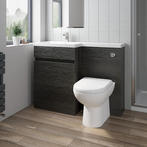 Artis Flat Pack Basin Vanity Unit & Toilet Combination - 1100mm Charcoal Grey Left Hand
