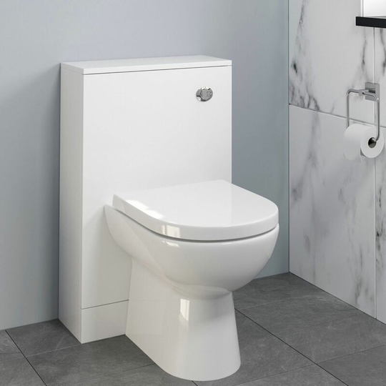 Bathroom Modern Toilet Concealed Cistern Pan Soft Close White 500mm
