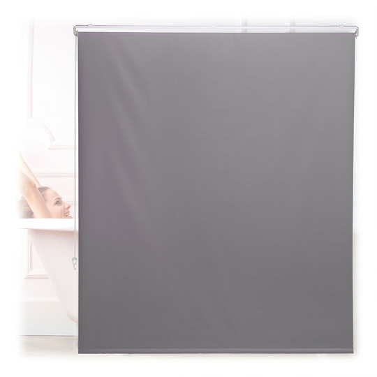 Bathroom Roller Blind, for Shower & Bathtub, Water Repellent, Quick Drying, Ceiling & Window, 140x240cm, Grey - Relaxdays