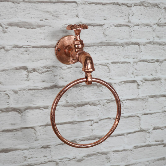 Copper Metal Tap Towel Ring - Copper