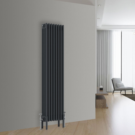 NRG - Traditional Cast Iron Style Radiator Anthracite Central Heating Rads Vertical 4 Column 1500x380mm