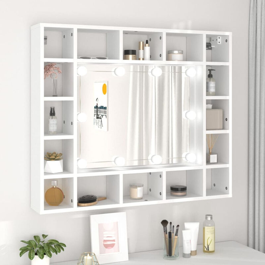Asupermall - Mirror Cabinet with led White 91x15x76.5 cm