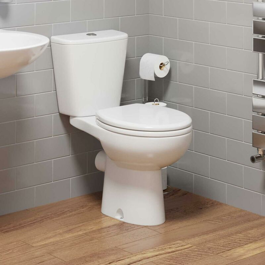 Affine - Close Coupled Toilet wc Dual Flush Soft Close Top Fix Seat Bathroom White Modern - White