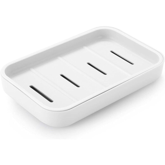 Bathroom Soap Dish with Drain, Soap Saver for Shower, Easy Cleaning, Drying, Soap Stopper (White)