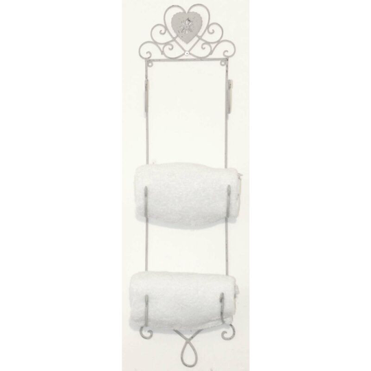 Grey Heart Wall Mounted 3 Towel Holder