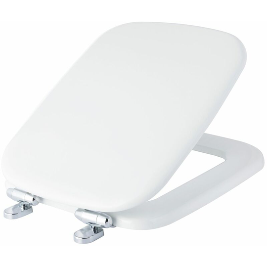 Traditional Soft Close Toilet Seat White Bathroom Square Top Fix Wood Bemis White