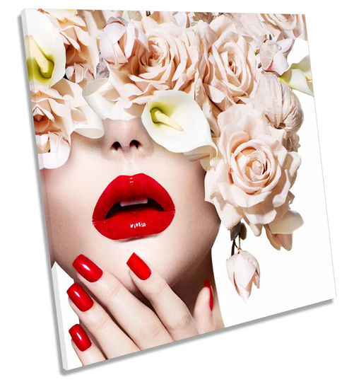 Beauty Floral Lipstick - Wrapped Canvas Photograph
