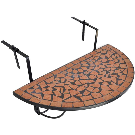 Hanging Balcony Table Terracotta Mosaic - Brown
