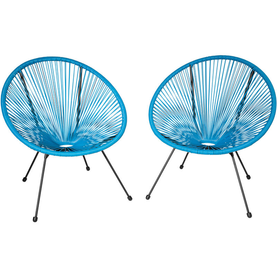 Garden chairs in retro design (set of 2) - dining chairs, egg chairs, bedroom chairs - blue - blue