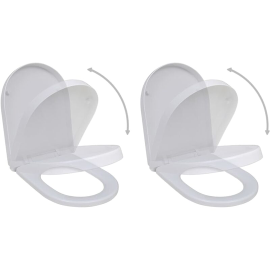 Toilet Seats with Soft Close Lids 2 pcs Plastic White Vidaxl White