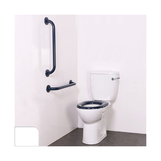 Nyma pro Close Coupled Toilet Doc m Pack White - 2 x White Grab Rails - Nymas